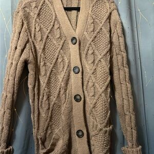 Lily Women’s Brown Cable Knit Cardigan